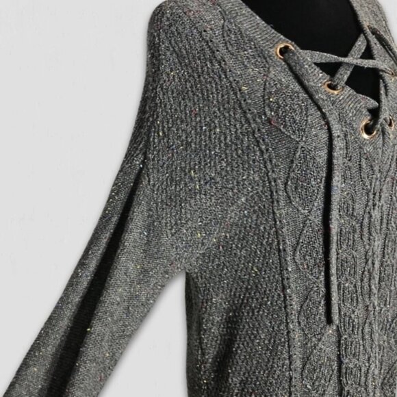 Vintage Y2K Dex Cable Knit Laced V Neck Sweater Small - Picture 4 of 9